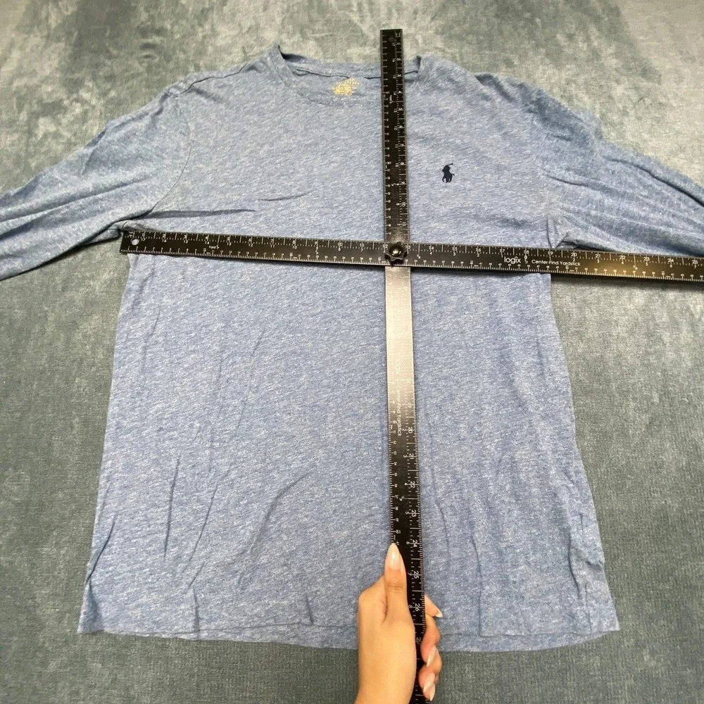 Polo Ralph Lauren Custom Slim Fit Shirt Mens Medium Blue Logo Crew Neck Comfort